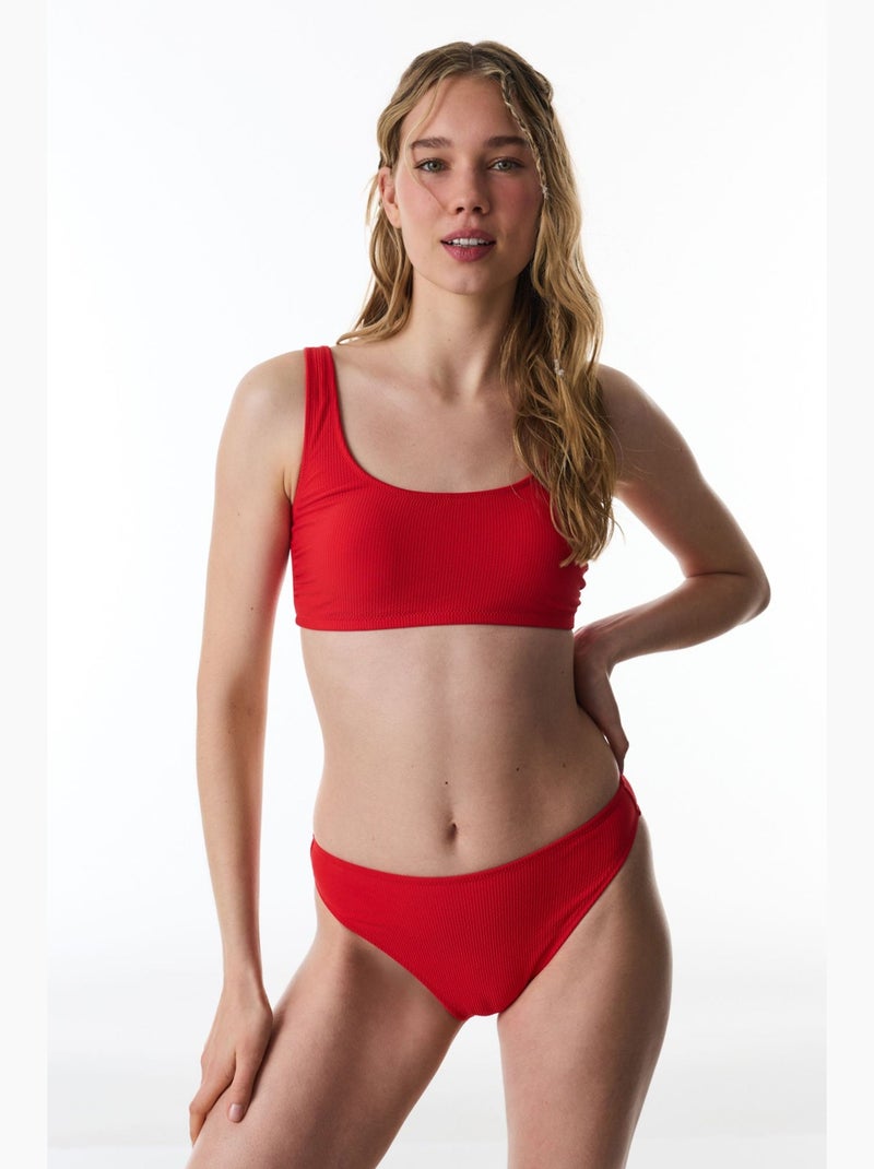 Astrid bikinibroekje met hoge taille en structuur penti Rood - Kiabi