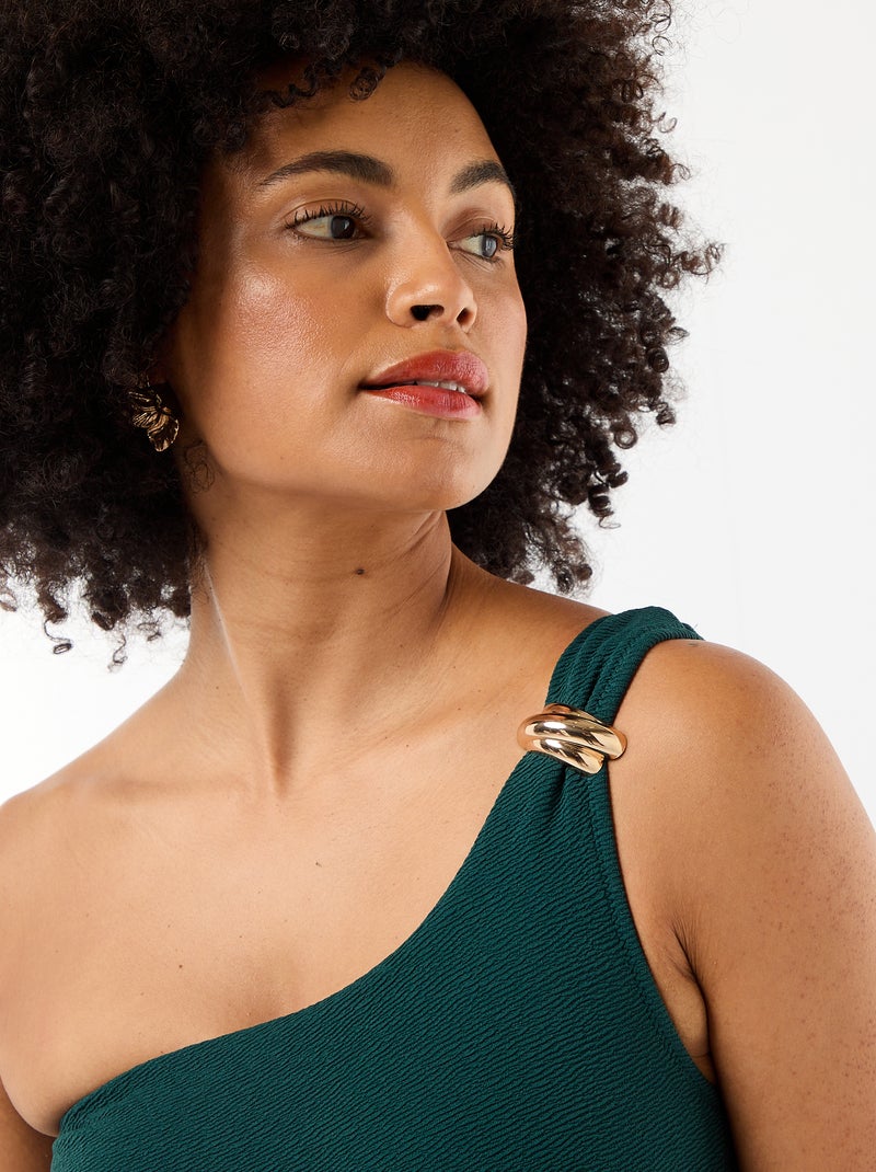 Asymmetrisch 1-delig badpak met goudkleurig detail Groen - Kiabi
