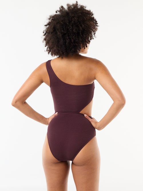 Asymmetrisch 1-delig badpak met goudkleurig detail - Kiabi