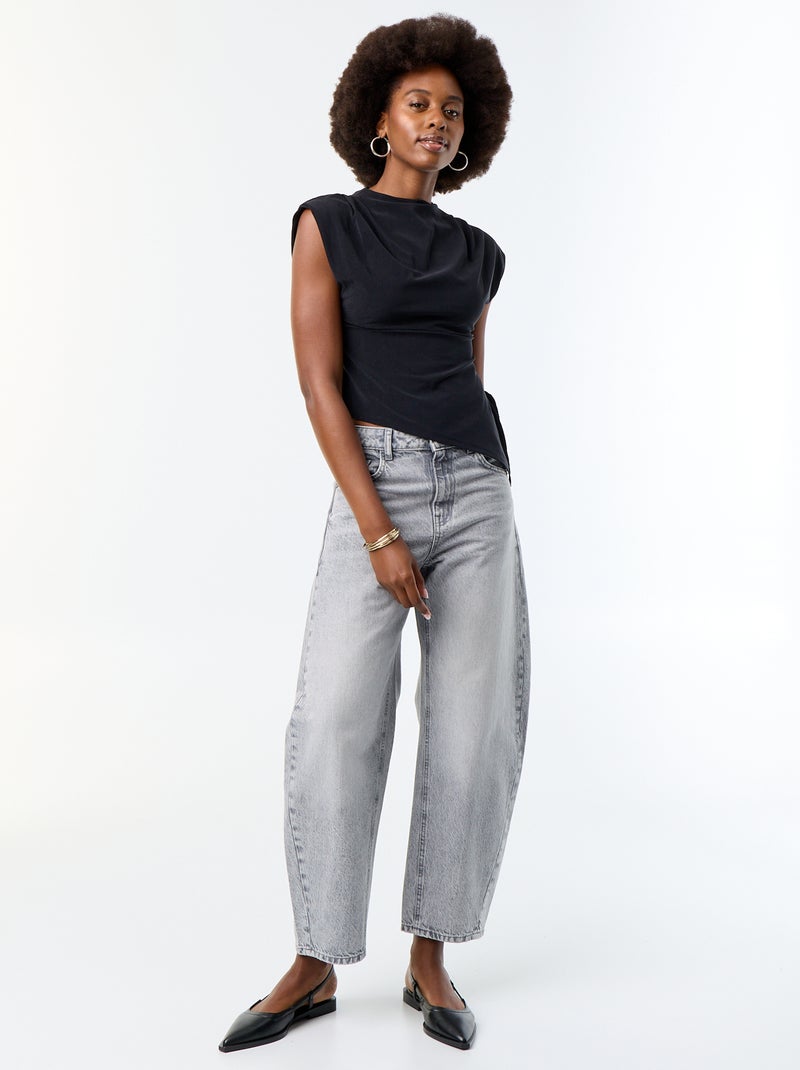 Asymmetrisch mouwloos T-shirt Zwart - Kiabi