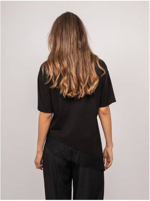 Asymmetrisch oversized t-shirt met kanten rand forinel - Kiabi