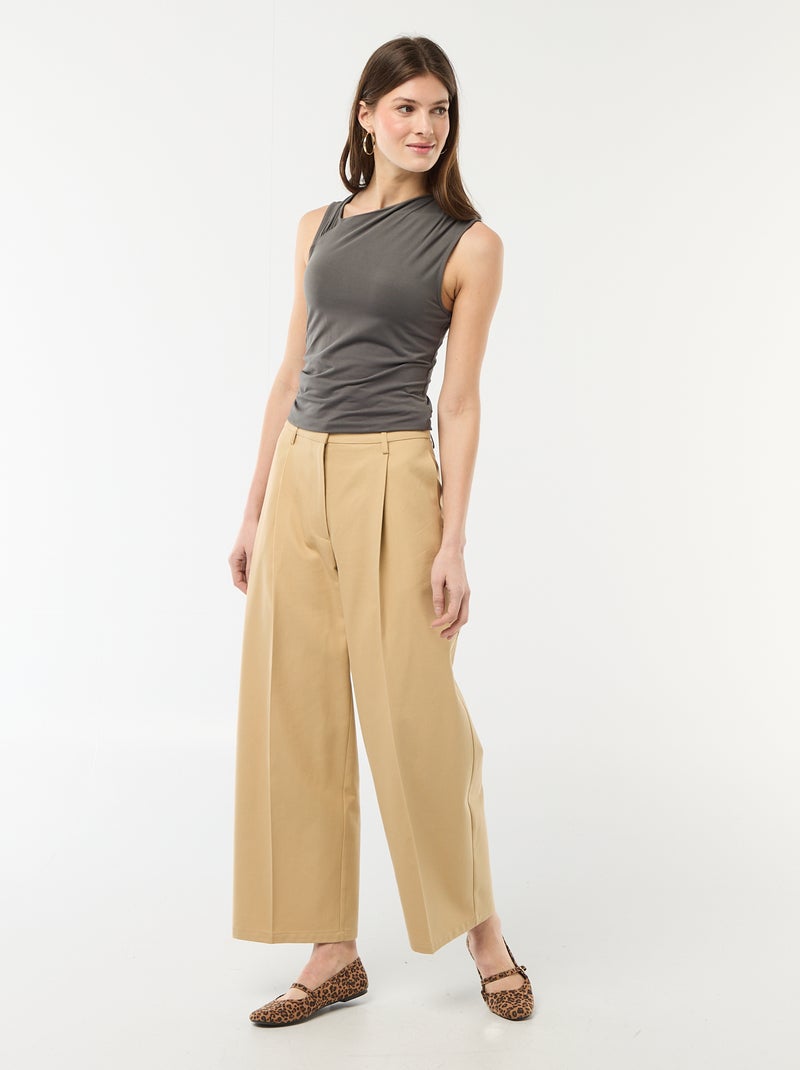 Asymmetrisch stretch T-shirt in effen kleur Grijs - Kiabi