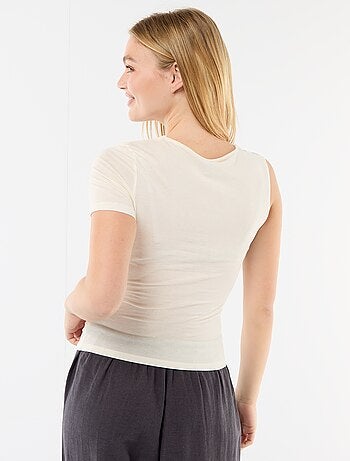 Asymmetrisch T-shirt met gedrapeerde schouder
