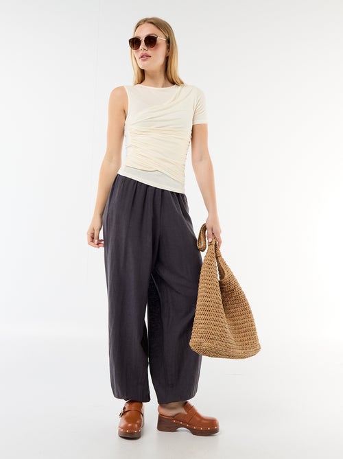 Asymmetrisch T-shirt met gedrapeerde schouder - Kiabi