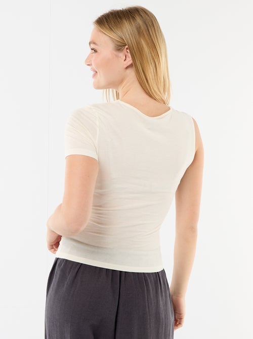 Asymmetrisch T-shirt met gedrapeerde schouder - Kiabi