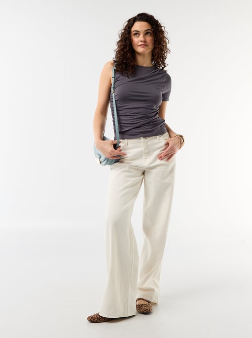 Asymmetrisch T-shirt met gedrapeerde schouder - Kiabi