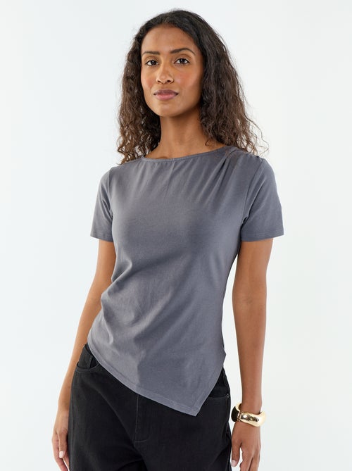 Asymmetrisch T-shirt met korte mouwen - Kiabi