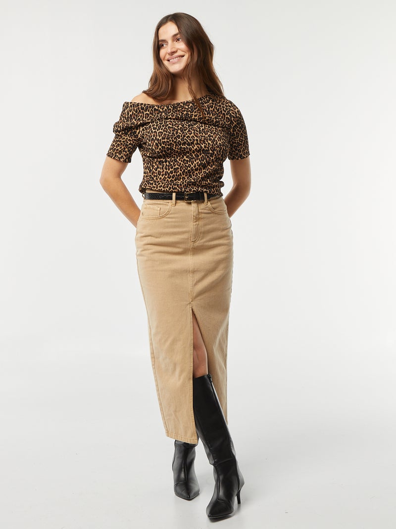 Asymmetrisch T-shirt van crêpestof BIEGE - Kiabi