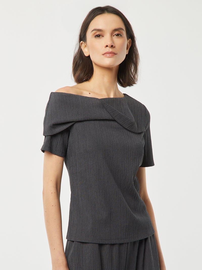 Asymmetrisch T-shirt van crêpestof GRIJS - Kiabi