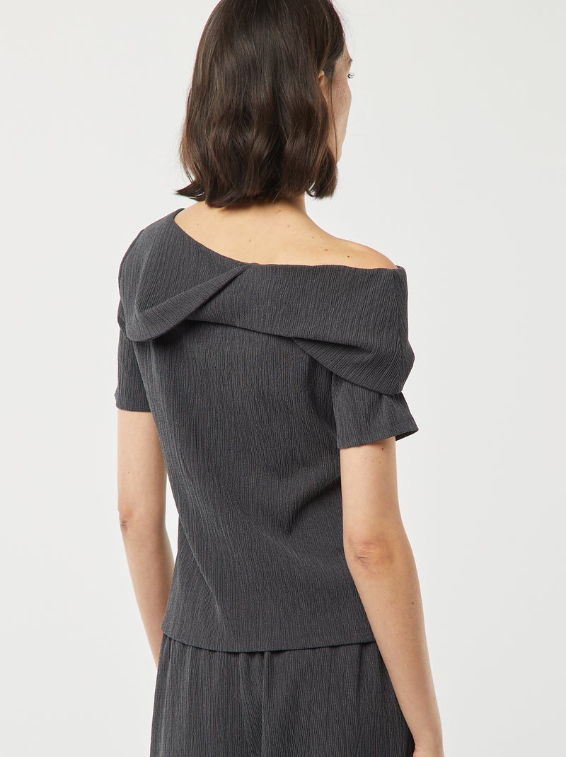 Asymmetrisch T-shirt van crêpestof GRIJS - Kiabi