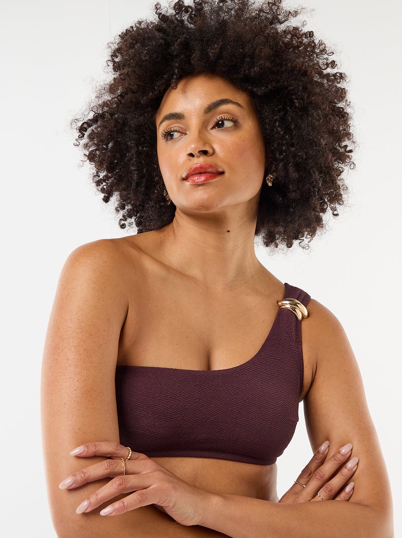 Asymmetrische beha met goudkleurig sieraad Paars - Kiabi