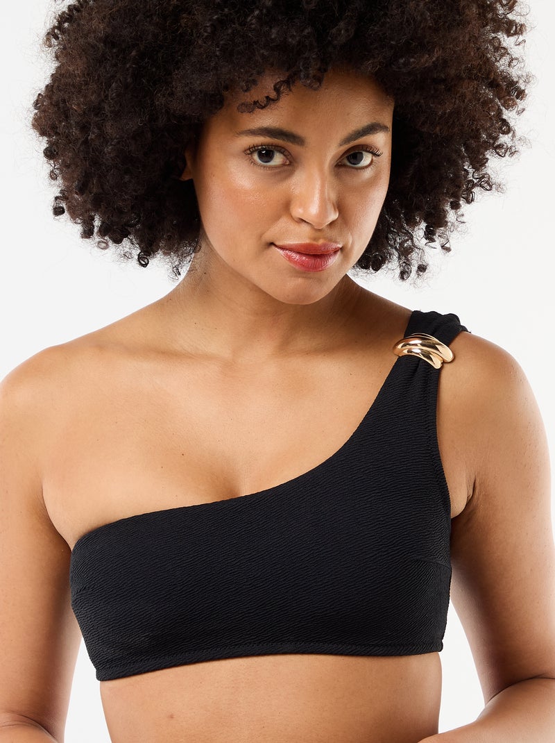 Asymmetrische beha met goudkleurig sieraad Zwart - Kiabi