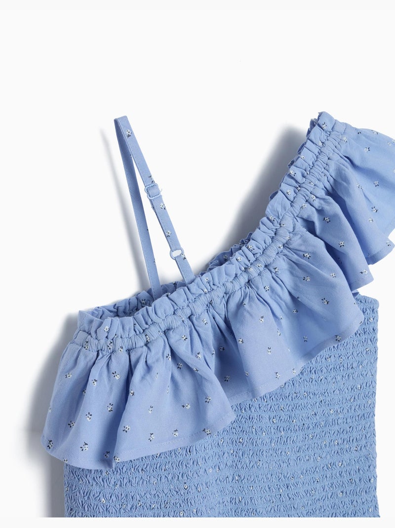 Asymmetrische bovenkant met ruches, MO Fashion Blauw - Kiabi