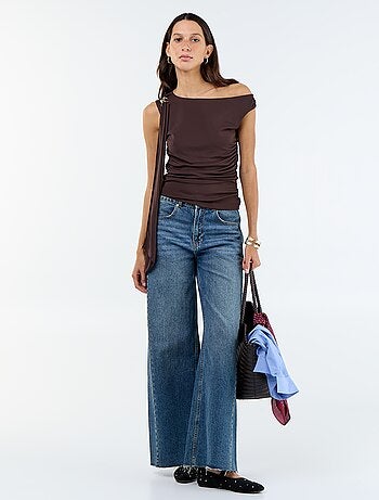 Asymmetrische effen stretchtop