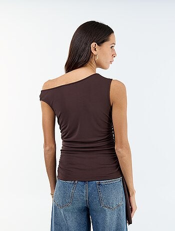 Asymmetrische effen stretchtop