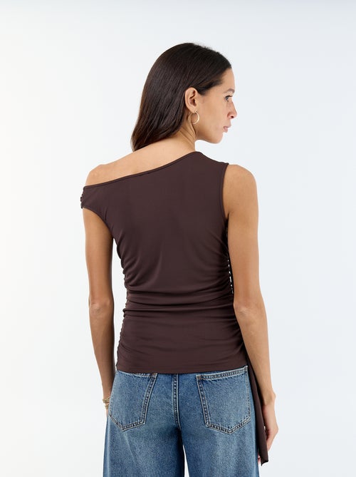 Asymmetrische effen stretchtop - Kiabi