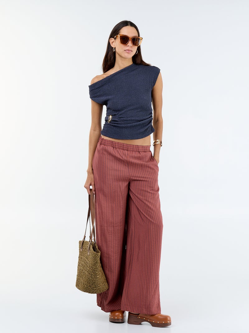 Asymmetrische effen stretchtop zonder mouwen Blauw - Kiabi