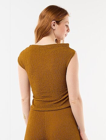 Asymmetrische effen stretchtop zonder mouwen