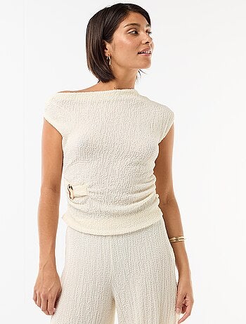 Asymmetrische effen stretchtop zonder mouwen