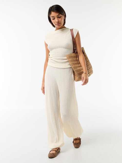 Asymmetrische effen stretchtop zonder mouwen - Kiabi