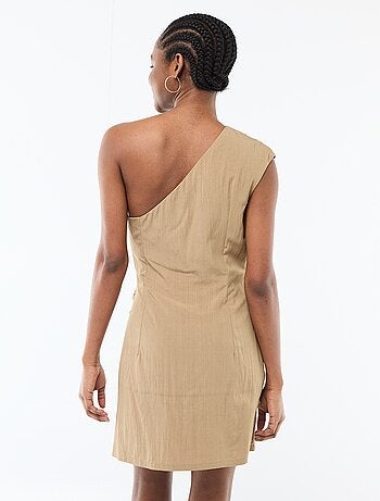 Asymmetrische, korte jurk met gedrapeerd effect