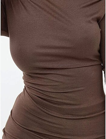 Asymmetrische kraag, lange mouwen en slim fit top hiccup