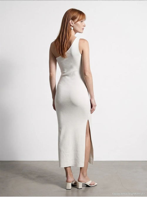 Asymmetrische midi-jurk van ribtricot, één schouder dilvin - Kiabi Asymmetrische midi-jurk van ribtricot, één schouder dilvin - Kiabi