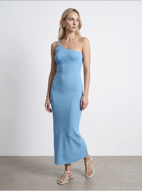 Asymmetrische midi-jurk van ribtricot, één schouder dilvin - Kiabi Asymmetrische midi-jurk van ribtricot, één schouder dilvin - Kiabi