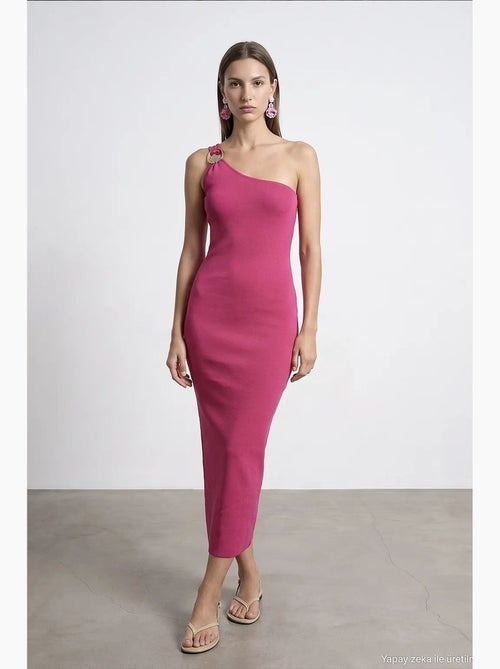 Asymmetrische midi-jurk van ribtricot, één schouder dilvin - Kiabi Asymmetrische midi-jurk van ribtricot, één schouder dilvin - Kiabi