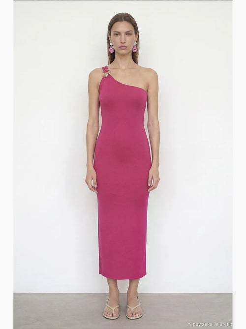 Asymmetrische midi-jurk van ribtricot, één schouder dilvin - Kiabi Asymmetrische midi-jurk van ribtricot, één schouder dilvin - Kiabi