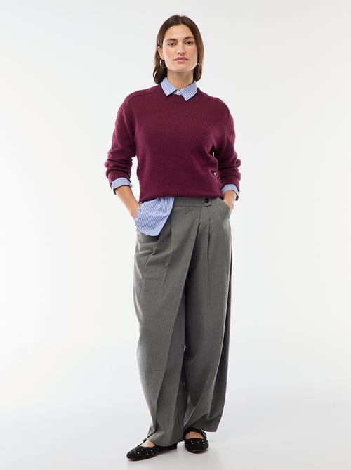 Asymmetrische pantalon met plooien - Kiabi