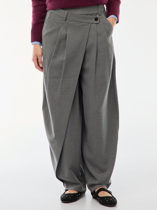 Asymmetrische pantalon met plooien - Kiabi