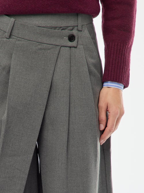 Asymmetrische pantalon met plooien - Kiabi