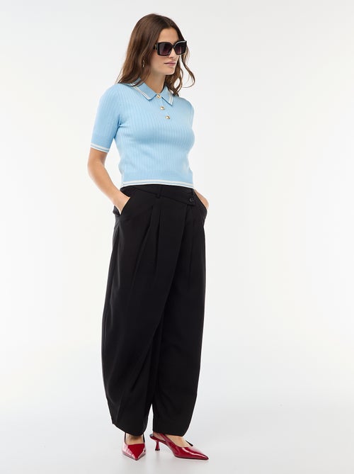 Asymmetrische pantalon met plooien - Kiabi