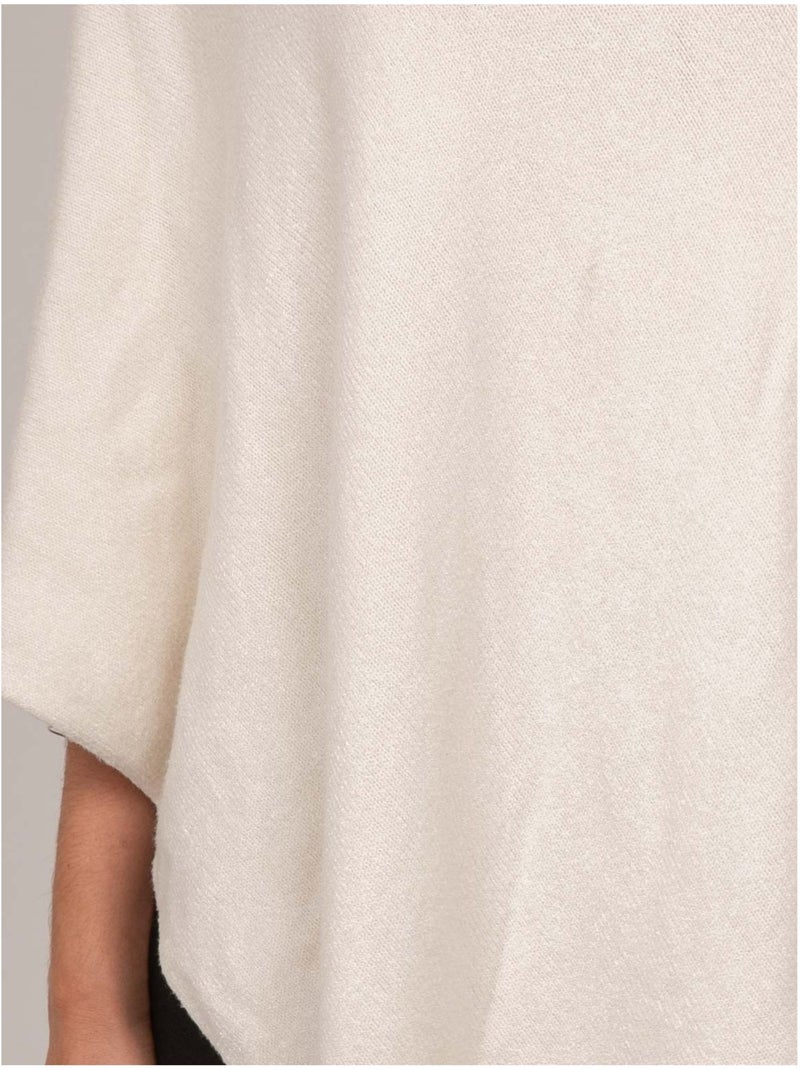 Asymmetrische poncho van fijn breisel kuvene Ecru - Kiabi