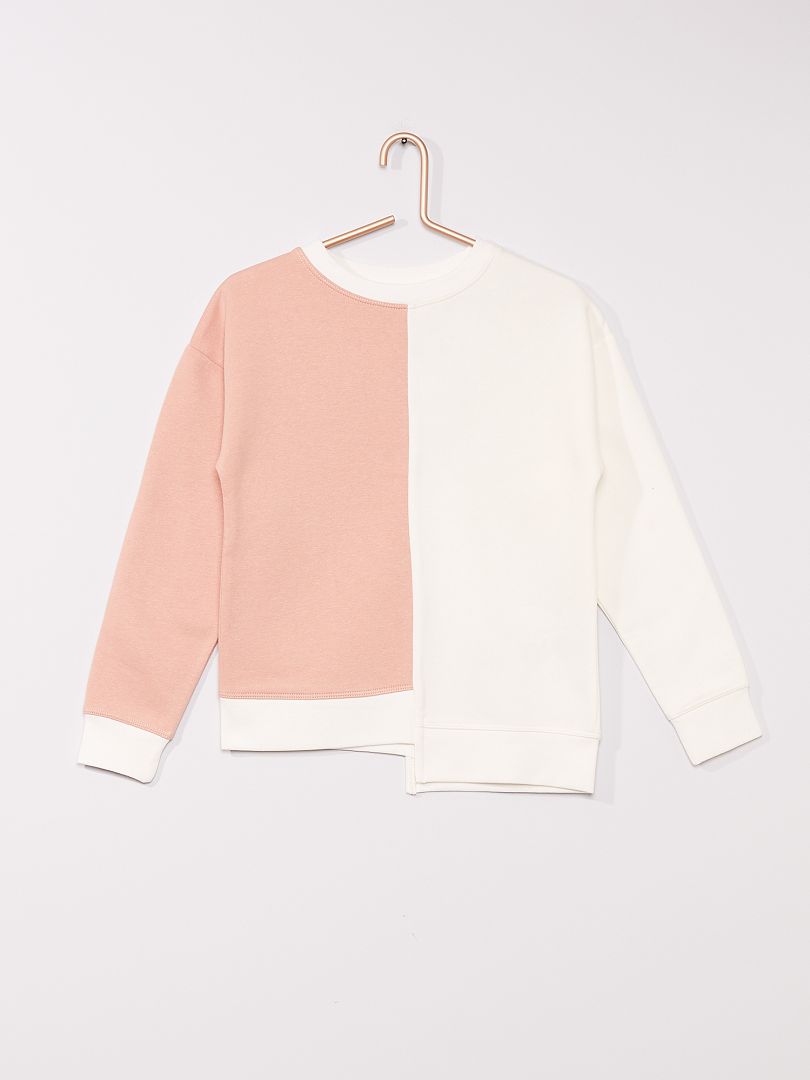 Asymmetrische sweater met colorblock roze - Kiabi