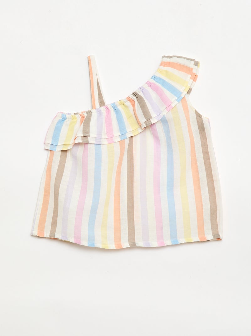Asymmetrische top met ruches en een bandje Wit - Kiabi