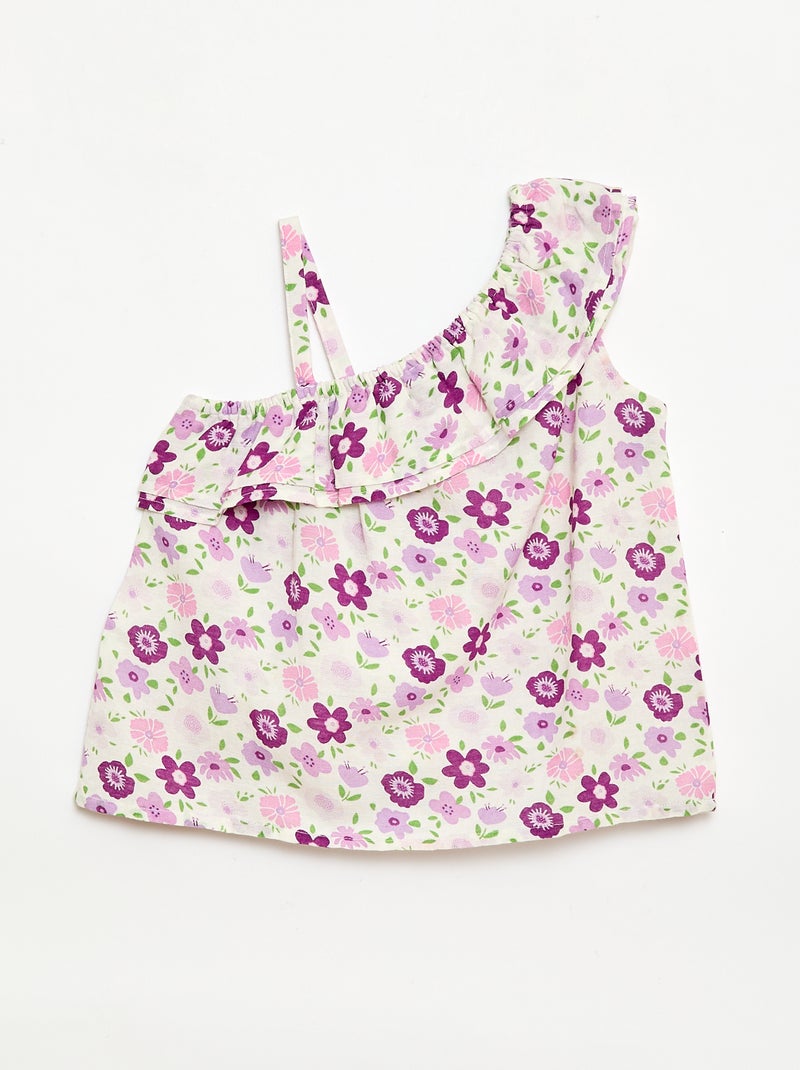 Asymmetrische top met ruches en een bandje Wit - Kiabi