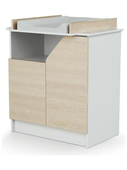 At4 - 2-deurs commode carnaval in hout wit en berk - Kiabi