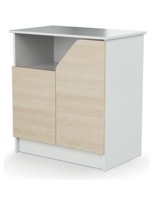 At4 - 2-deurs commode carnaval in hout wit en berk - Kiabi