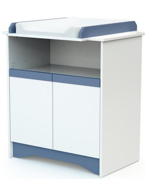 At4 - 2-deurs commode cotillon in hout wit en blauw - Kiabi