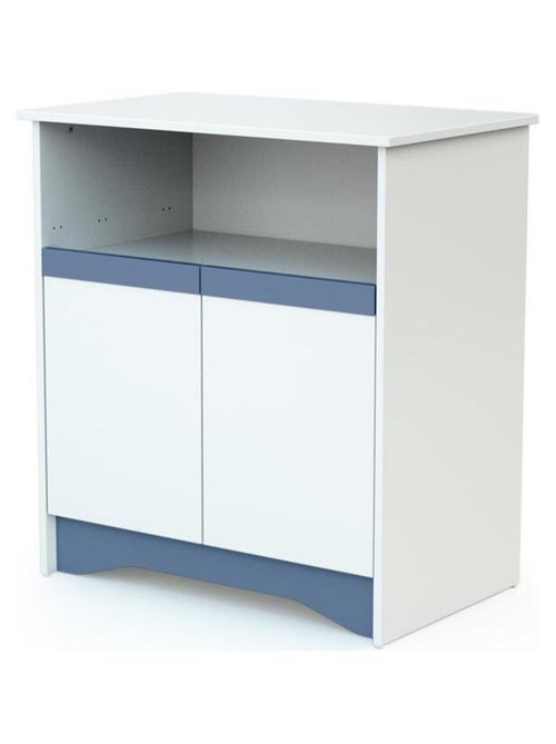At4 - 2-deurs commode cotillon in hout wit en blauw - Kiabi