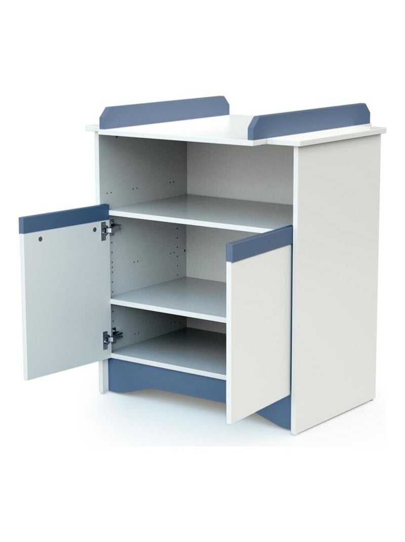 At4 - 2-deurs commode cotillon in hout wit en blauw Wit Blauw - Kiabi