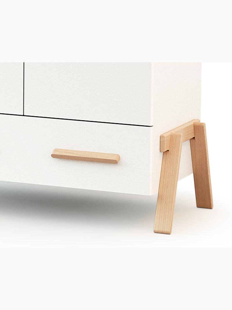 At4 - armoire enfant 2 portes en bois canaille blanc et hêtre 108 x 53 x176 cm Blanc Marron - Kiabi