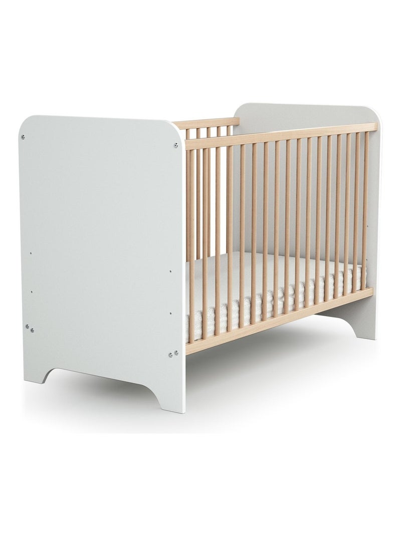 At4 - babyslaapkamer met bed, luiertafel en kledingkast carrousel in hout wit en beuken Beige/Wit - Kiabi