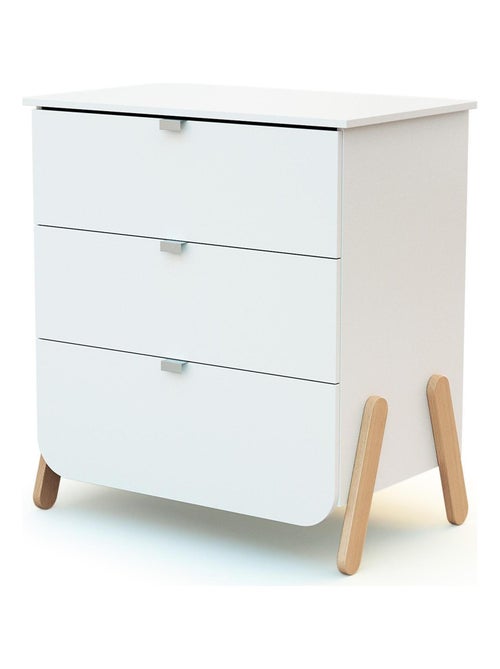 At4 - commode met 3 laden pirate in hout wit en beuken - Kiabi