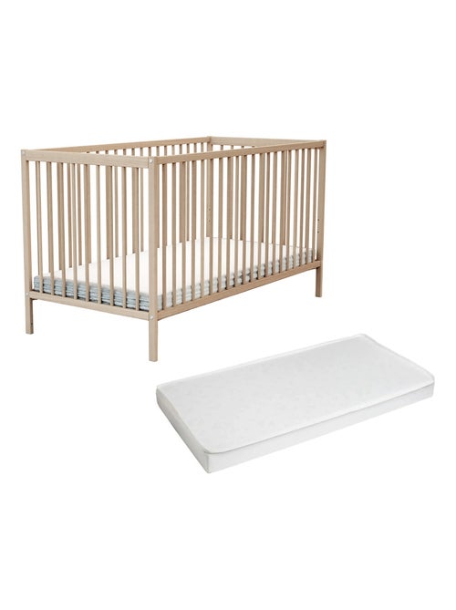 At4 - houten babybedje met houten matras one ruw beukenhout 70 x 140 cm - Kiabi