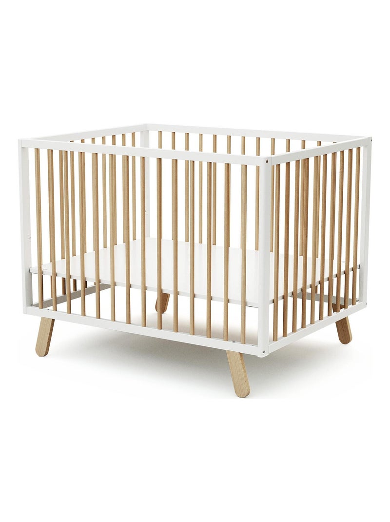At4 - houten babybox pirate wit en beuken 80 x 100 cm Beige/Wit - Kiabi
