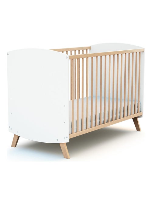 At4 - houten ledikant 60 x 120 cm wit en beuken - Kiabi