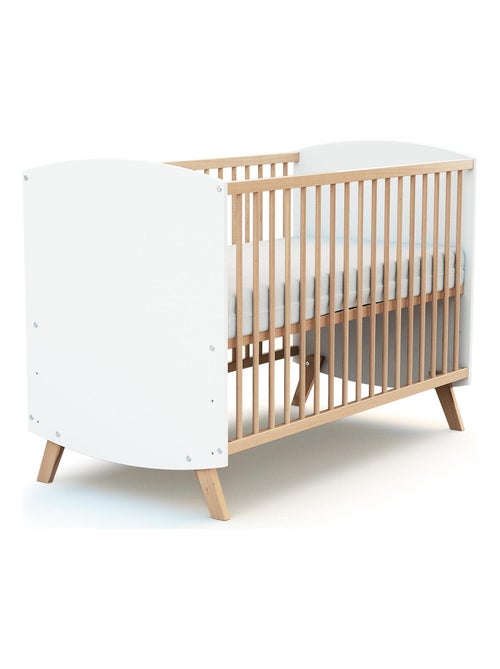 At4 - houten ledikant 60 x 120 cm wit en beuken - Kiabi